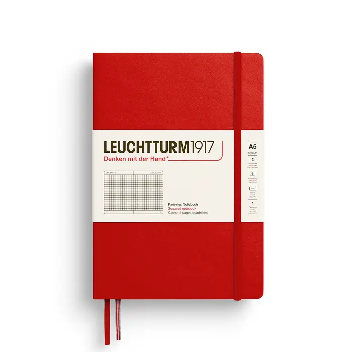 Leuchtturm1917 – Medium A5, Hardcover, Grid, Cherry (Nuovo colore 2026)