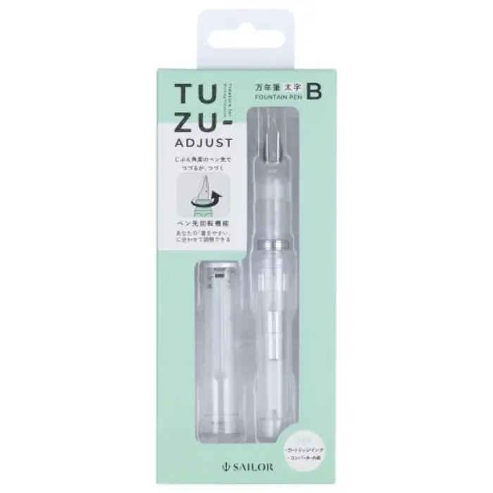 Sailor – TUZU ADJUST Fountain Pen, Bold Nib, Crystal White (Glassy Limited Edition)