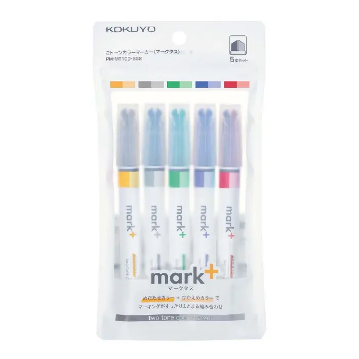 Kokuyo – Mark+ 2 Tone Marker Set of 5 Type 2