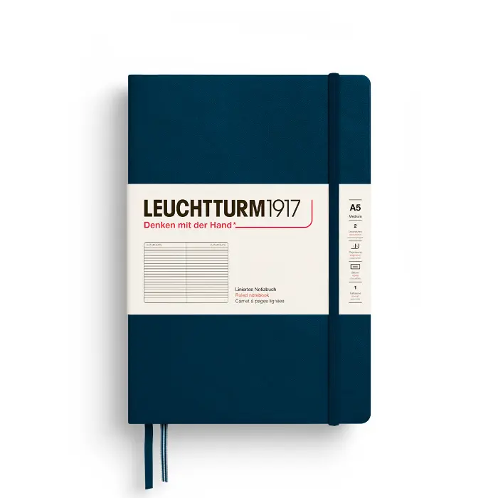 Leuchtturm 1917 – Medium A5, Hardcover, Deep Sea, Ruled