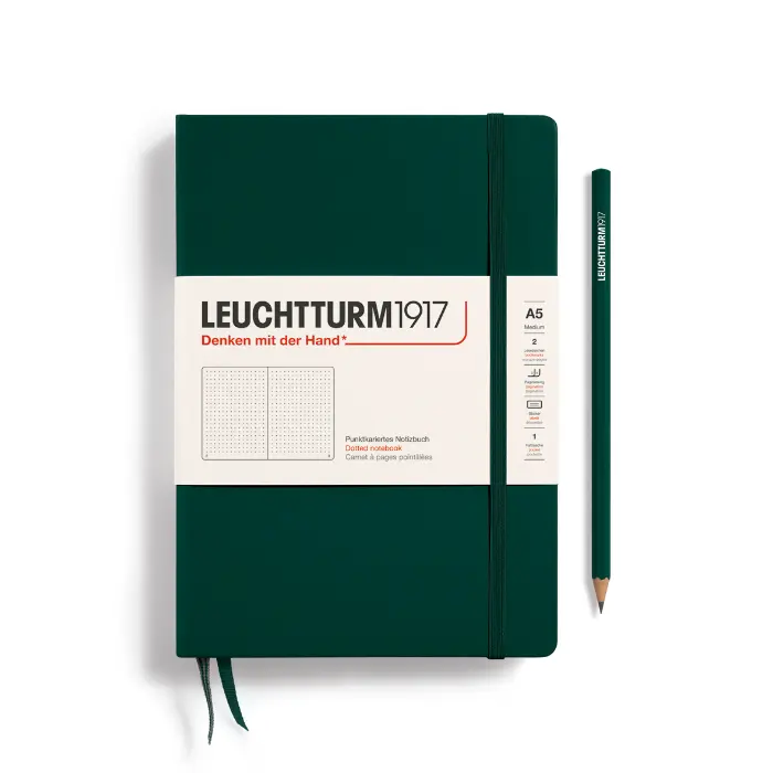 Leuchtturm 1917 – Medium A5, Hardcover, Forest Green, Dotted