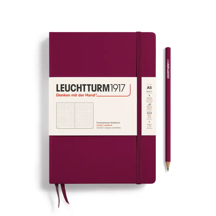 Leuchtturm 1917 – Medium A5, Hardcover, Port Red, Dotted