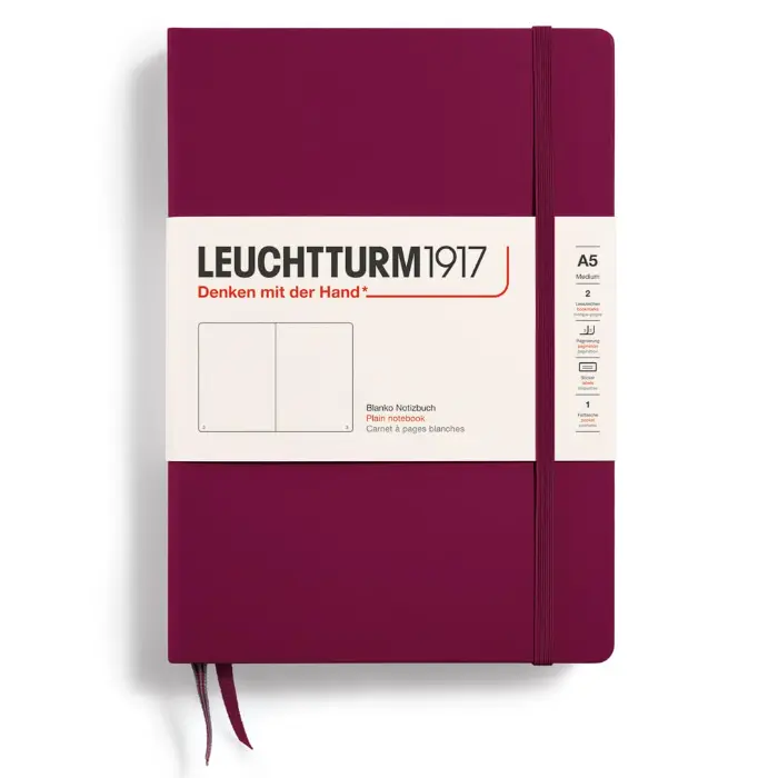 Leuchtturm 1917 – Medium A5, Hardcover, Port Red, Plain