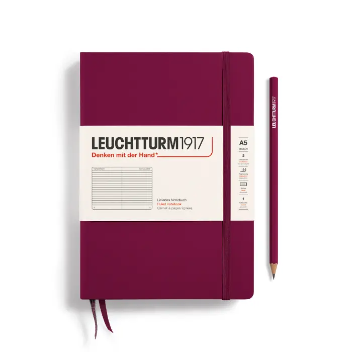 Leuchtturm 1917 – Medium A5, Hardcover, Port Red, Ruled