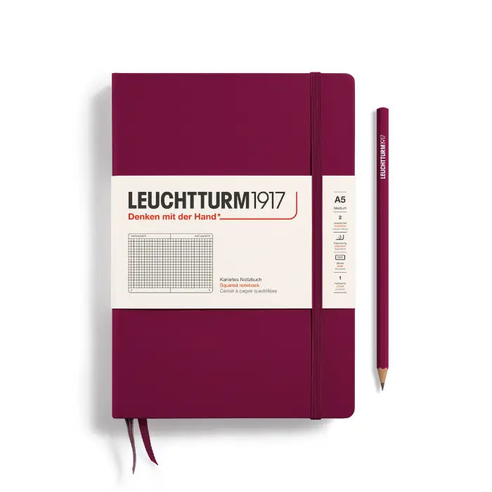 Leuchtturm 1917 – Medium A5, Hardcover, Port Red, Squared
