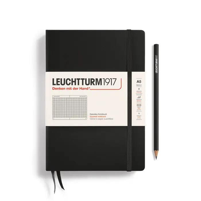 Leuchtturm1917 – Medium A5, Hardcover, Grid, Black