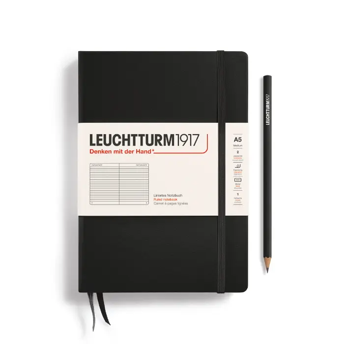 Leuchtturm1917 – Medium A5, Hardcover, Ruled, Black