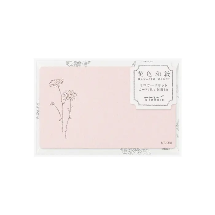 Midori – Card Set Business Card Size HANAIRO WASHI (Floral-colored Washi Paper) Pink