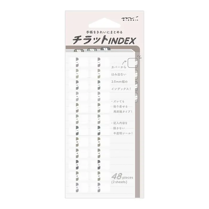 Midori – Index Label Chiratto Numbers Gray