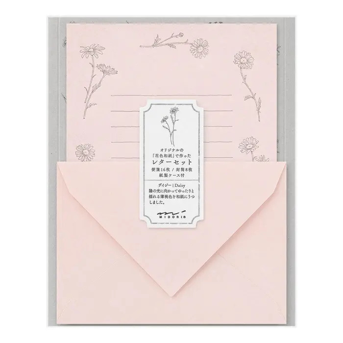 Midori – Letter Set 929 Original Floral-Colored Washi Paper Pink A