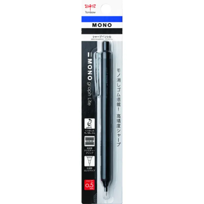 Tombow – Matita Meccanica MONO graph Lite, 0.5 mm, Full Black