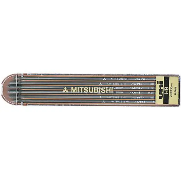 Uni Mitsubishi – Refill per Portamina, Mina da 2 mm, Durezza HB, 6 Pezzi