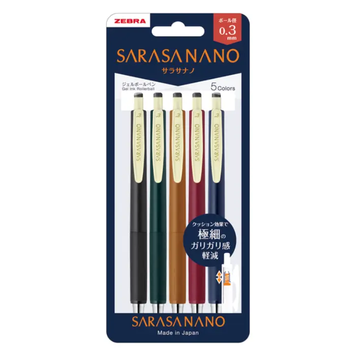 Zebra – Set 5 Penne Sarasa Nano Vintage 0.3mm